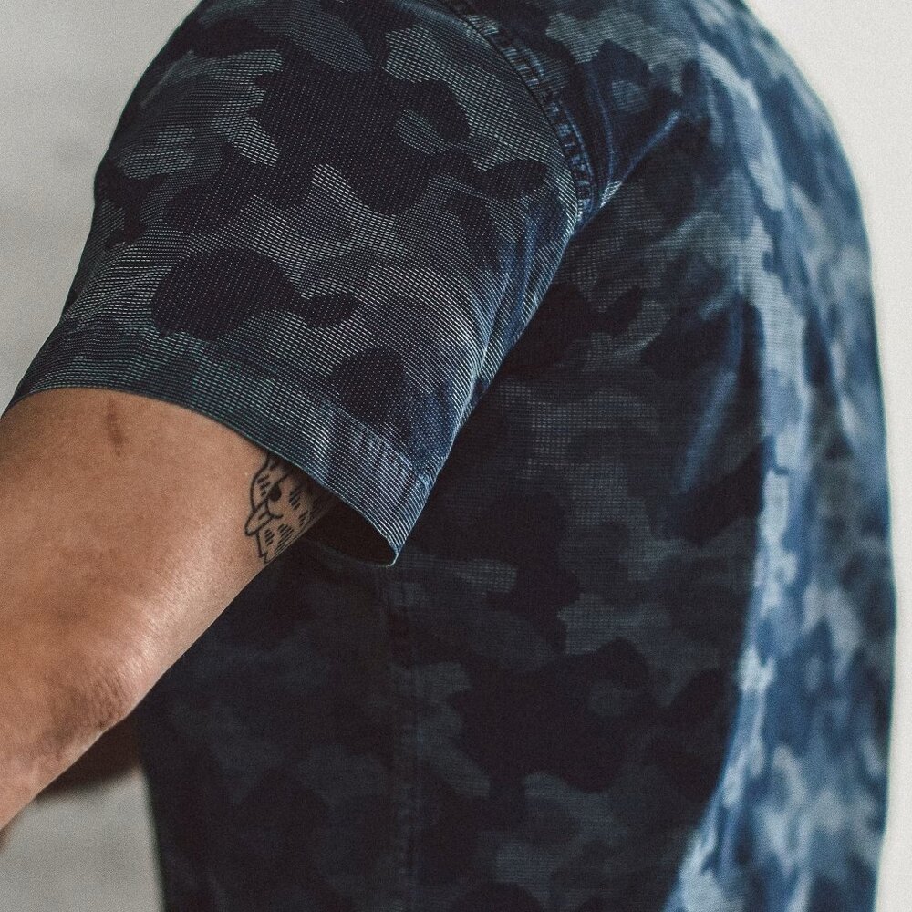 The Short Sleeve Jack Shirt – Blue Camo Jacquard